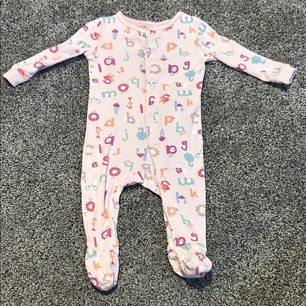 Joe Fresh Pink Alphabet Print Kids Footie